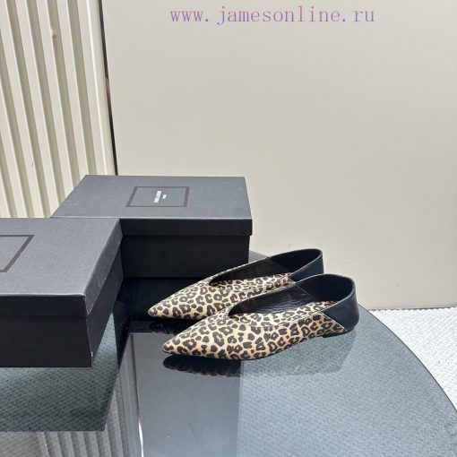 Saint Laurent leopard print satin sole with pointed toe and V-shaped upperShohuonapa leatherzfm8y9v7