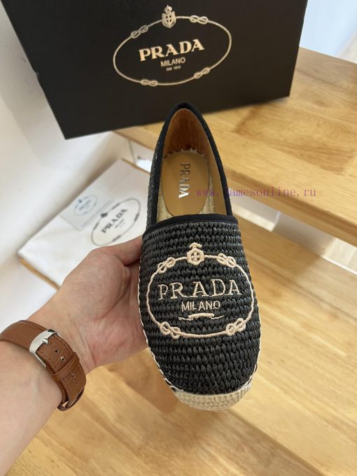 Prada/Prada 24ss Early Autumn, this grass woven shoe is equipped with a soft grass woven fabhht8jj2e - Image 7