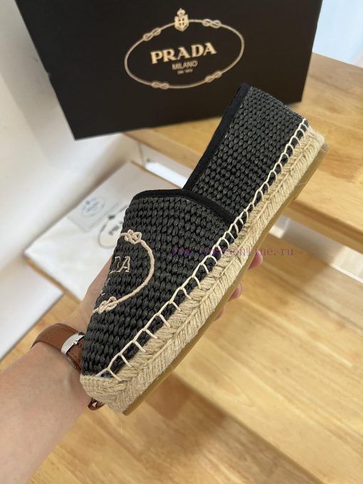 Prada/Prada 24ss Early Autumn, this grass woven shoe is equipped with a soft grass woven fabhht8jj2e - Image 8