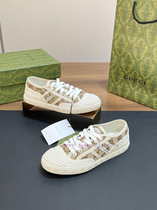 Gucci 2024 early spring new GG canvas shoes couple style interlocking double G embroidery sp8cefp51u - Image 5