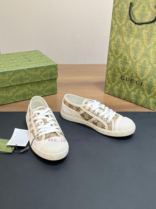 Gucci 2024 early spring new GG canvas shoes couple style interlocking double G embroidery sp8cefp51u - Image 8
