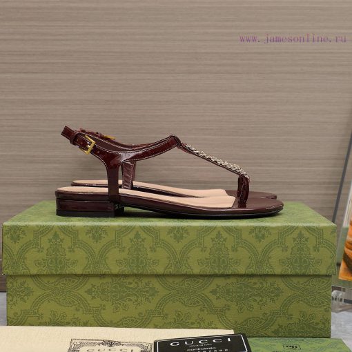 GUCCI 2024 Summer New Sandals ️ Toe Clip ️ Classic Logo Chain BuckleGucci's latest bestselle11pi4zqs - Image 4