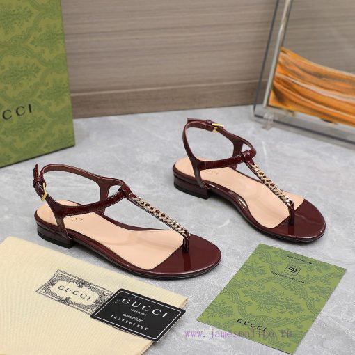 GUCCI 2024 Summer New Sandals ️ Toe Clip ️ Classic Logo Chain BuckleGucci's latest bestselle11pi4zqs - Image 9