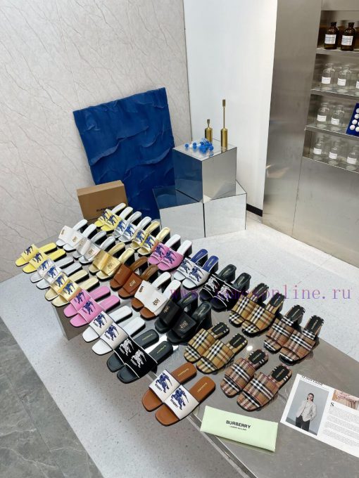 New Product Launch ️ Burberry Thick Heels and Flat Slippers Channel Goods Vulcanized One Sted6i14ziy - Image 10