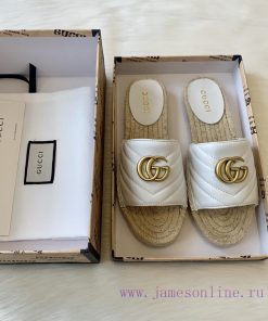 24 Early Autumn Gucci Classic Logo Gucci Women's Quilted Sheepskin Double GG Grass Weaving Sndz2pqd1