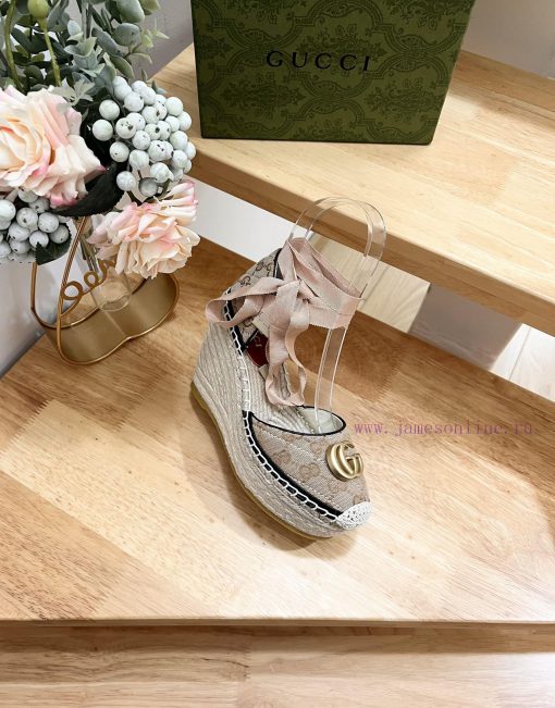 24ss early spring GucciGucci straw woven thick soled wedge sandals can bring a touch of modezatzrygo - Image 6