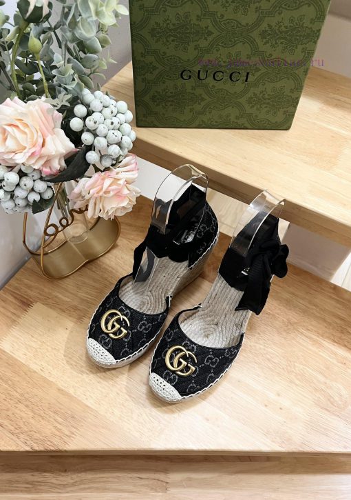 24ss early spring GucciGucci straw woven thick soled wedge sandals can bring a touch of modevir8otui - Image 4
