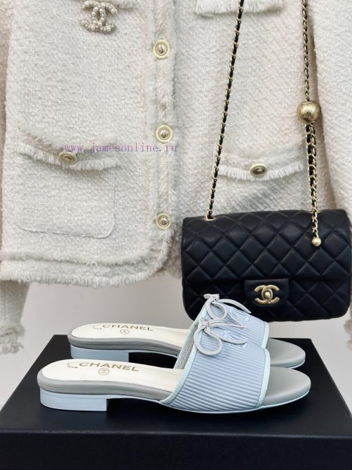Chanel | Chanel 24P New ProductBow tie double C slippersThe shoe upper is made of special failnjqpdd - Image 2