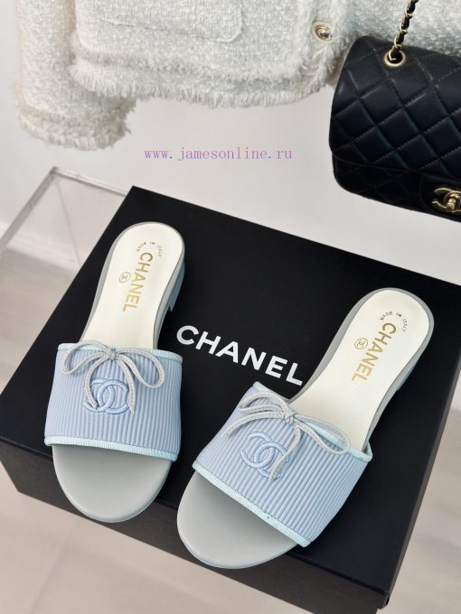 Chanel | Chanel 24P New ProductBow tie double C slippersThe shoe upper is made of special failnjqpdd - Image 3