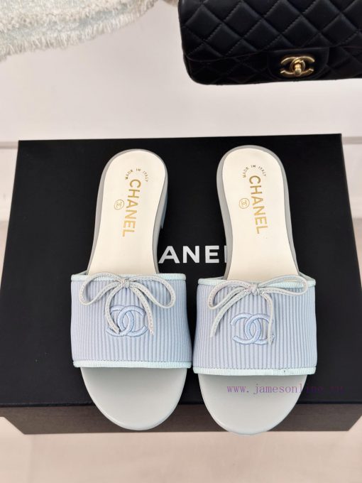 Chanel | Chanel 24P New ProductBow tie double C slippersThe shoe upper is made of special failnjqpdd - Image 5