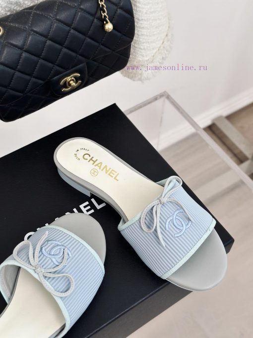 Chanel | Chanel 24P New ProductBow tie double C slippersThe shoe upper is made of special failnjqpdd - Image 6