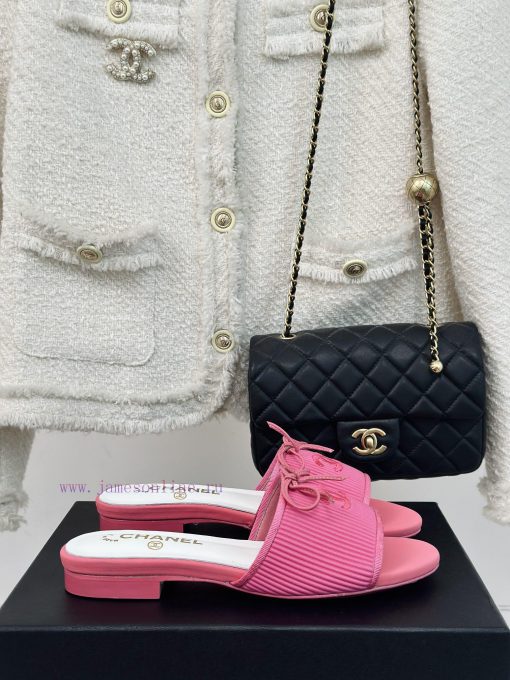 Chanel | Chanel 24P New ProductBow tie double C slippersThe shoe upper is made of special fazrjhevek - Image 2