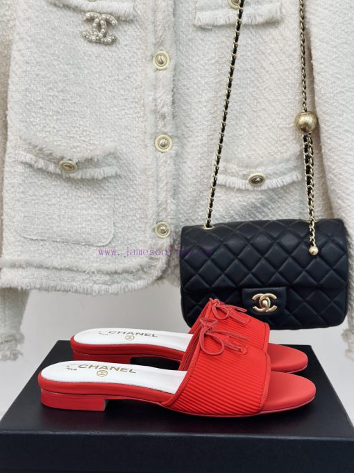 Chanel | Chanel 24P New ProductBow tie double C slippersThe shoe upper is made of special farf6hx5fh - Image 2