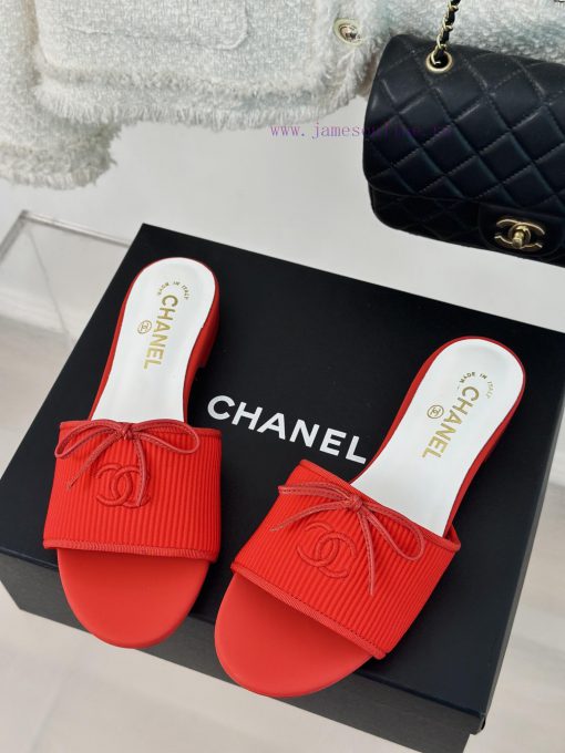 Chanel | Chanel 24P New ProductBow tie double C slippersThe shoe upper is made of special farf6hx5fh - Image 3