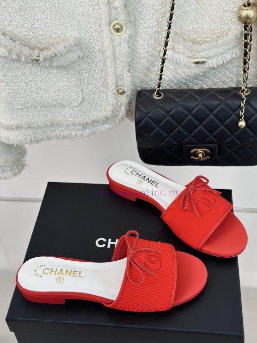 Chanel | Chanel 24P New ProductBow tie double C slippersThe shoe upper is made of special farf6hx5fh - Image 4