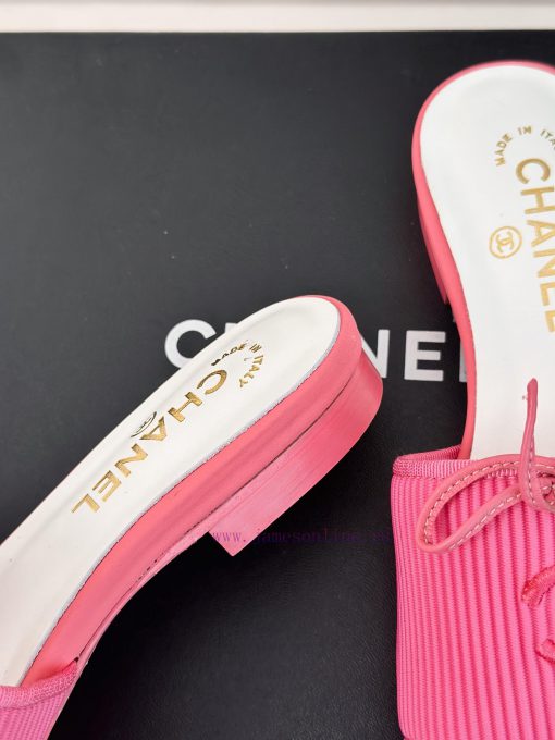 Chanel | Chanel 24P New ProductBow tie double C slippersThe shoe upper is made of special fazrjhevek - Image 7