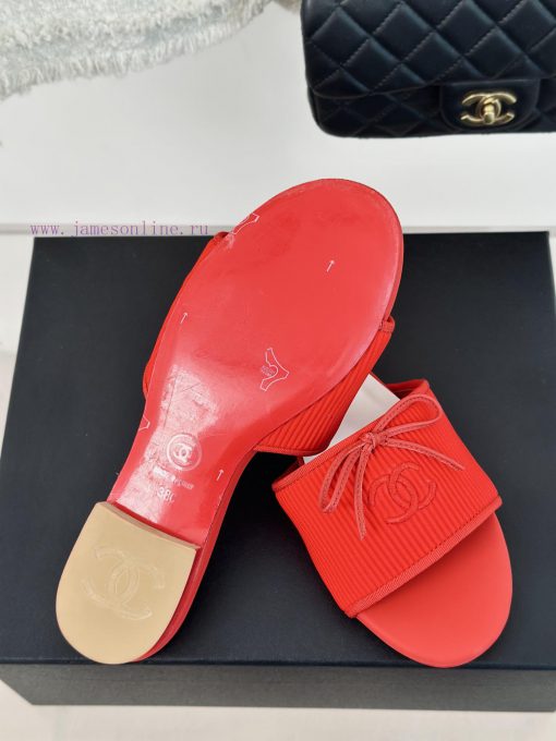 Chanel | Chanel 24P New ProductBow tie double C slippersThe shoe upper is made of special farf6hx5fh - Image 10