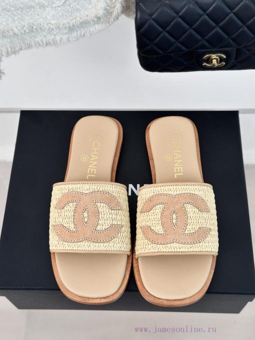 Chanel | Chanel 24P New ProductDouble C cool mat woven lazy slippersSimple and atmospheric, f2cejxwp - Image 5