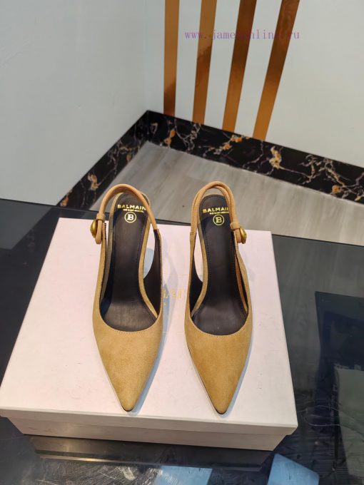 Come out, Balmain 2024 Spring/Summer Fashion Original Metal Buckle High Heel Back Empty Sand0hcptupt