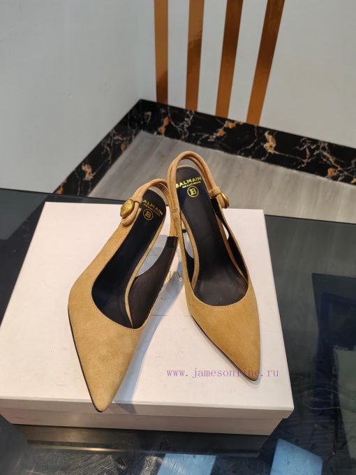 Come out, Balmain 2024 Spring/Summer Fashion Original Metal Buckle High Heel Back Empty Sand0hcptupt - Image 8