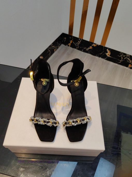 Out, Balmain 2024 Spring/Summer Fashion Show Original Metal Buckle High Heel SandalsBrand Bax7hujuiw - Image 2