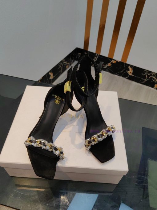 Out, Balmain 2024 Spring/Summer Fashion Show Original Metal Buckle High Heel SandalsBrand Bax7hujuiw - Image 8