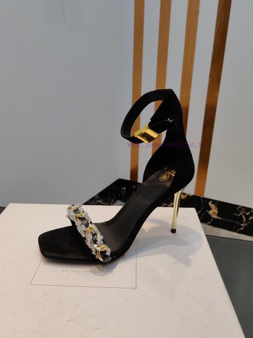 Out, Balmain 2024 Spring/Summer Fashion Show Original Metal Buckle High Heel SandalsBrand Bax7hujuiw - Image 10