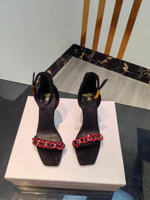 Out, Balmain 2024 Spring/Summer Fashion Show Original Metal Buckle High Heel SandalsBrand Ba1ll4atwg - Image 2