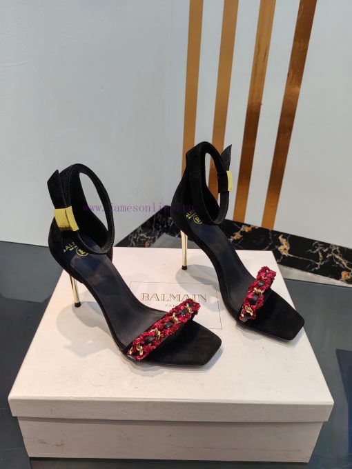 Out, Balmain 2024 Spring/Summer Fashion Show Original Metal Buckle High Heel SandalsBrand Ba1ll4atwg - Image 3