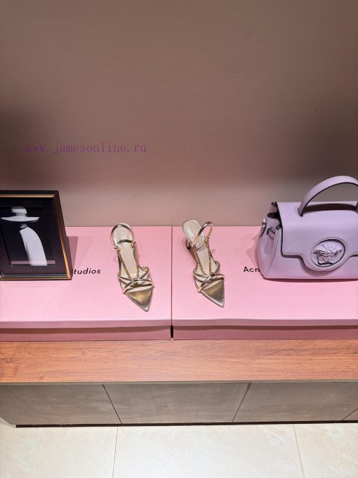 The most2024 Spring/Summer New Product Gianvito Rossi - Metal Chain Pointed High HeelsGianviltviigbl - Image 3