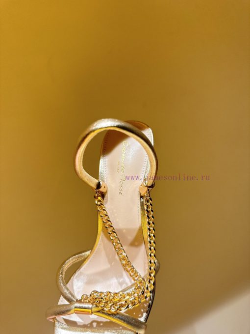 The most2024 Spring/Summer New Product Gianvito Rossi - Metal Chain Pointed High HeelsGianviltviigbl - Image 6
