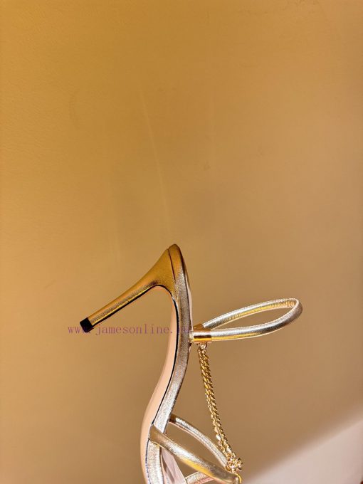 The most2024 Spring/Summer New Product Gianvito Rossi - Metal Chain Pointed High HeelsGianviltviigbl - Image 7