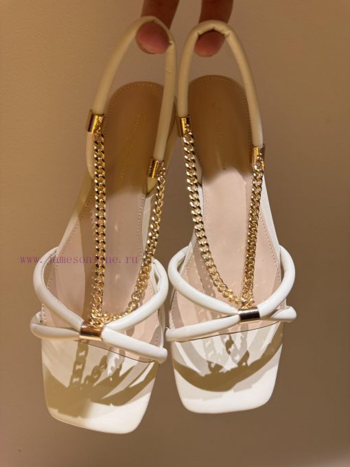 The most2024 Spring/Summer New Product Gianvito Rossi-Metal chain square toe flat sandalsGia7vdg8unq - Image 10