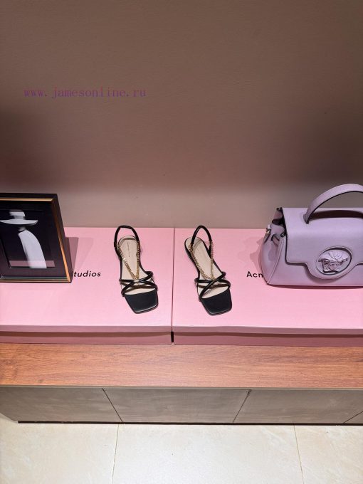 The most2024 Spring/Summer New Product Gianvito Rossi-Metal chain square toe flat sandalsGia1l2p1ip4 - Image 3