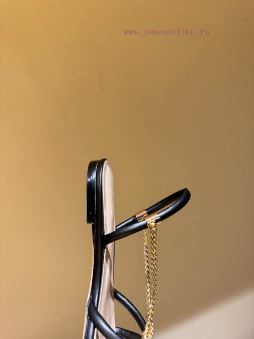 The most2024 Spring/Summer New Product Gianvito Rossi-Metal chain square toe flat sandalsGia1l2p1ip4 - Image 7