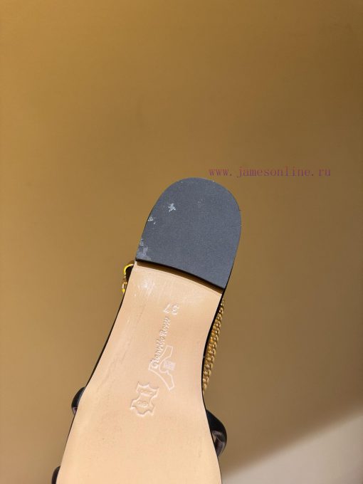 The most2024 Spring/Summer New Product Gianvito Rossi-Metal chain square toe flat sandalsGia1l2p1ip4 - Image 8