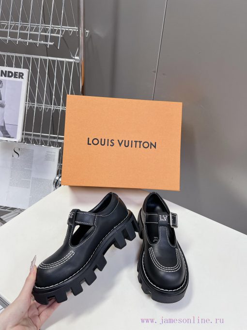 Men's clothing 10 𝐋𝐕 Louis Vuitton thick soled couple's style Mary Jane leather shoes Wang H98uooag0 - Image 5