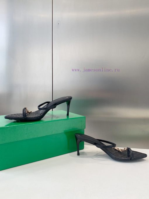 Bottego Veneta * bv square toe back empty high-heeled slippers, cool slippersImported waxed n9x5gtvq - Image 8
