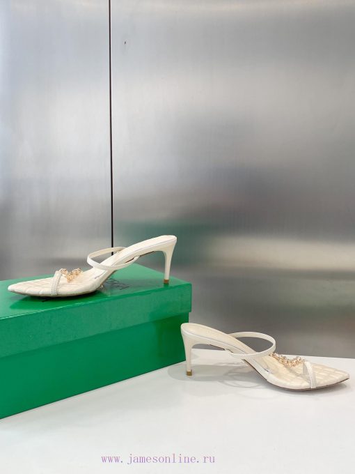 P00 Bottego Veneta * bv square toe empty high heels slippersImported waxed cowhide/hardware wivou5dl - Image 8