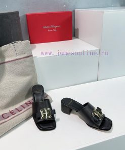 High quality salvatore Ferragamo/Ferragamo 24 spring/summer new Viva thick heel open toe sli04mlub9x