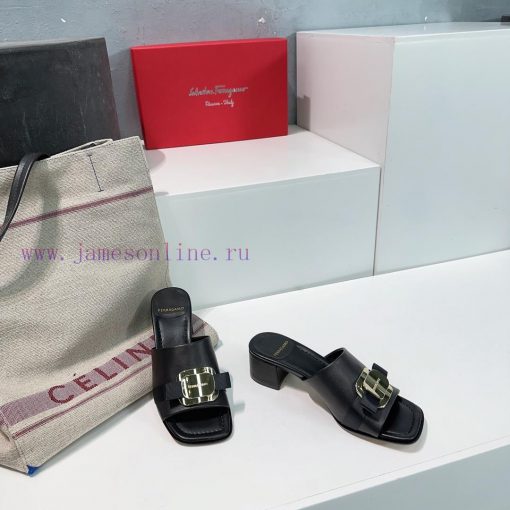 High quality salvatore Ferragamo/Ferragamo 24 spring/summer new Viva thick heel open toe sli04mlub9x - Image 2