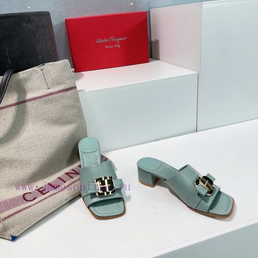 High quality salvatore Ferragamo/Ferragamo 24 spring/summer new Viva thick heel open toe sliu5ly5k2x