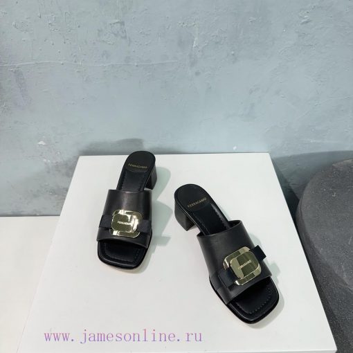 High quality salvatore Ferragamo/Ferragamo 24 spring/summer new Viva thick heel open toe sli04mlub9x - Image 6