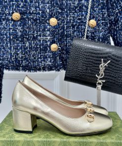 Gold and silver 370Gucc * Ten Thousand Year Classic Horseclip Fashion Single ShoeOriginal de6zox2yv7