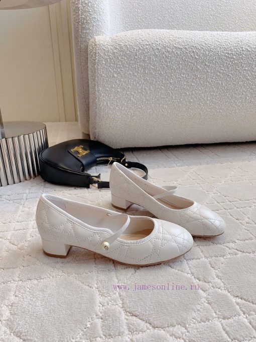 Dior's new diamond grid pearl thick heel Mary Jane single shoes are exquisite and well behavs14yoy7u - Image 5