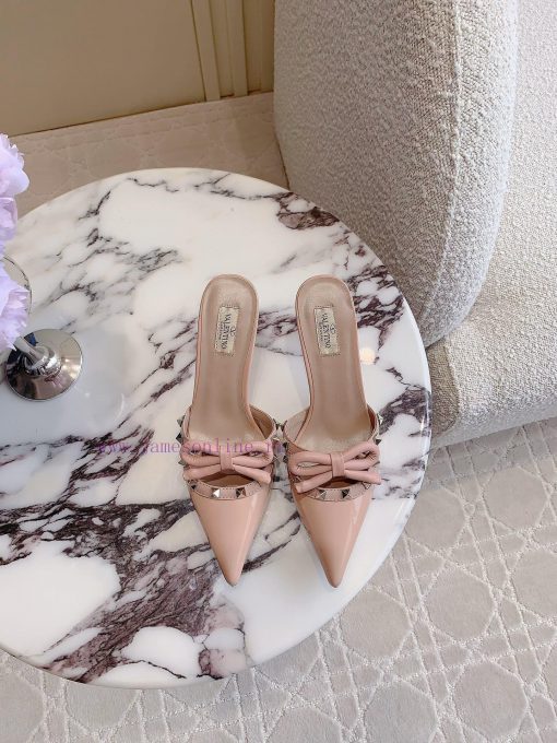 VALENTIN * New bowknot rivet high heel slippers Rivets with ballet shoe elements make people28aovajo