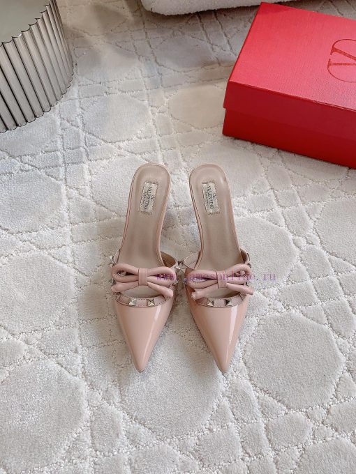 VALENTIN * New bowknot rivet high heel slippers Rivets with ballet shoe elements make people28aovajo - Image 4