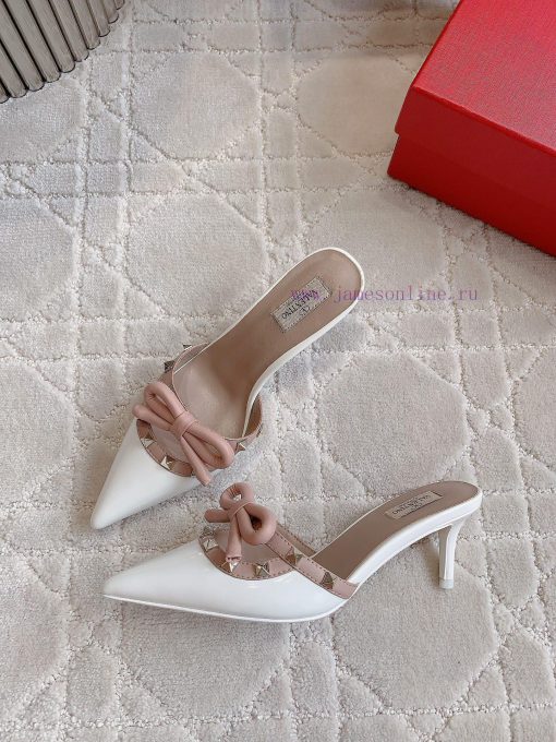 VALENTIN * New bowknot rivet high heel slippers Rivets with ballet shoe elements make peoplestsqmy7q - Image 6