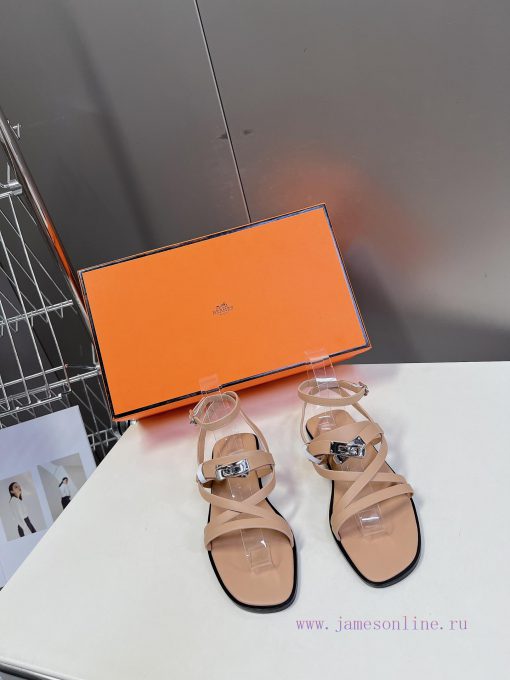 Hermes 2024 Spring/Summer New Kelly SandalsThe Kelly hardware buckle, which is the only straxcz5701b