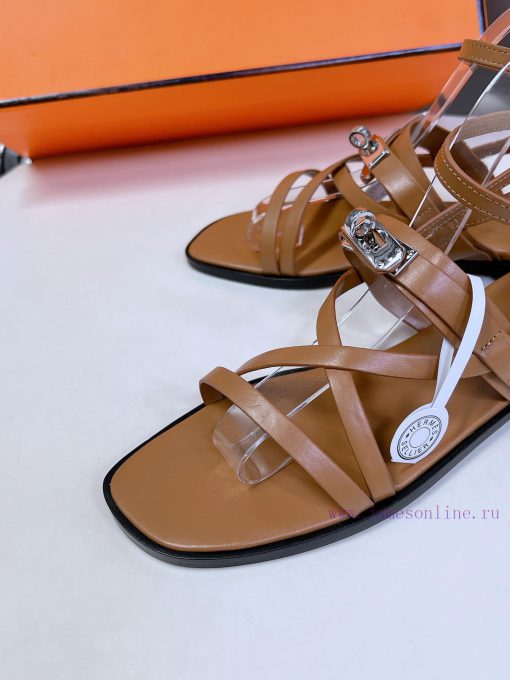 Hermes 2024 Spring/Summer New Kelly SandalsThe Kelly hardware buckle, which is the only strafhtjnl2a - Image 8